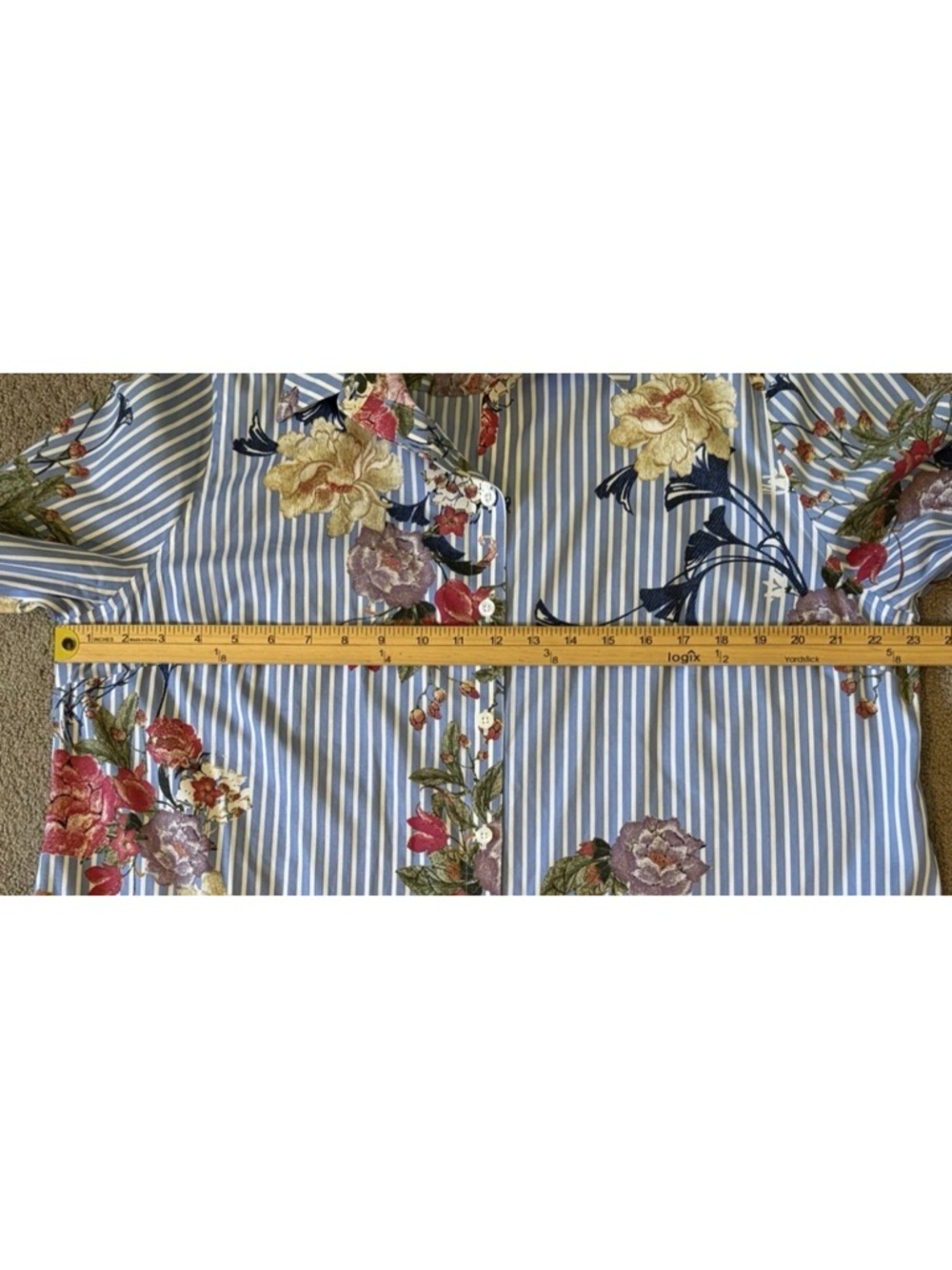 CHICO'S Floral Striped No Iron Tunic Shirt Size 3 (US XL 16/18) - Picture 12 of 15